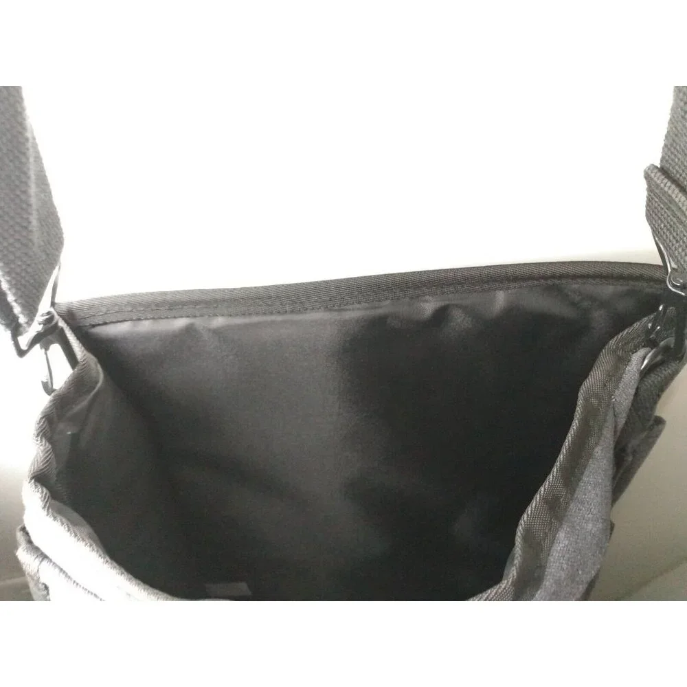 Bella Russo Gray Canvas Laptop Shoulder Bag Messenger Organizer New 15